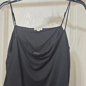 POL Black Draped Spaghetti Strap Top